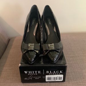 White House Black Market, Patent leather pumps 10 with bows